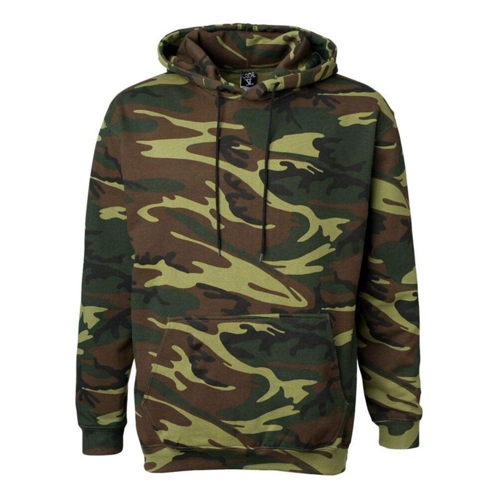 Code Five Camo Pullover Fleece Hoodie / Green Woodland